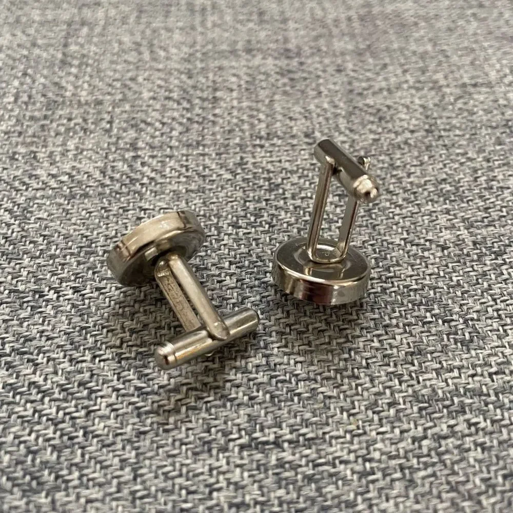 White Ivory Textile Silver Tone Cufflinks